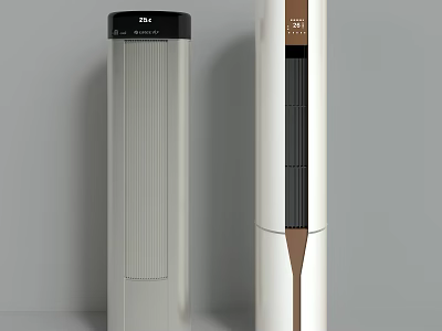 Modern Tower Air Conditioner Fan In Gray And White With Sleek Control Panel 3d model
