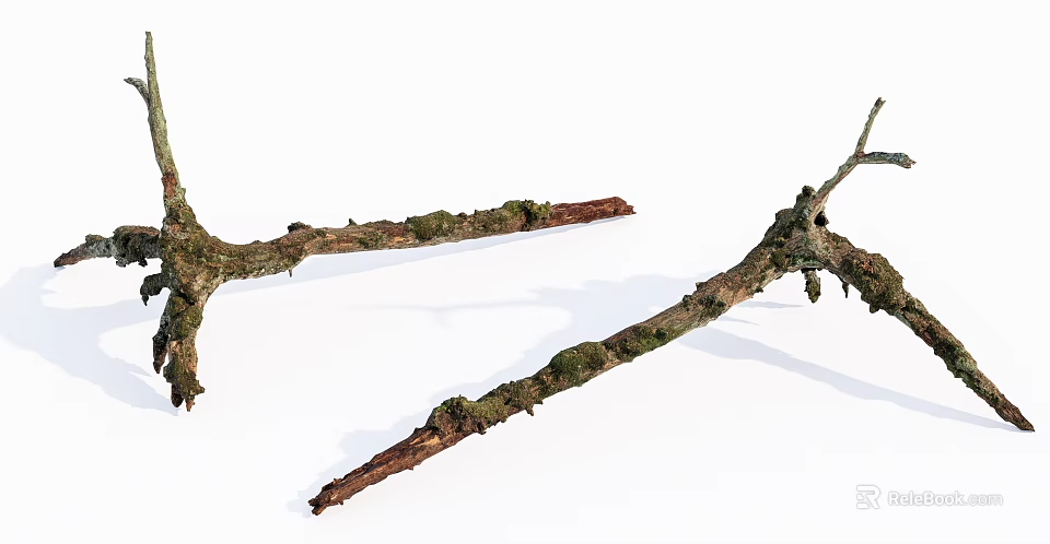 Rustic Wood Branches With Natural Stone Texture For Home Decor 3d model