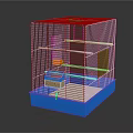 Decorative Birdcage Accessories Set With Blue Base White Wire Frame Perch And Food Dish