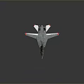 Detailed Silver Fighter Jet Model Featuring Red Tail And Design Elements 3d model