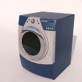 Modern Blue and Silver Washing Machine with Round Front Door Control Panel and Digital 3d model