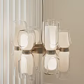 Modern Chandelier With Transparent Glass Shades Multiple White Light Sources And Reflections For Interior