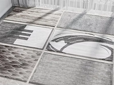 Modern Square Carpet With Various Geometric Patterns And Abstract Designs In Gray Tones 3d model
