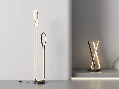 Modern Floor Lamps With Sleek Lines And Illuminated Design For Interior Decoration 3d model