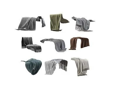 Assorted Colored Blankets Displayed in Diverse Folded Styles and Arrangements 3d model