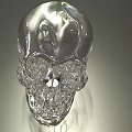 Transparent Crystal Skull Sculpture With Shiny Smooth Surface On Reflective Background