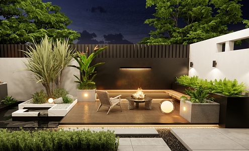 Modern Courtyard Home Courtyard Landscape 3d model