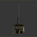 Handmade Small Building Model With Green Metal Roof Ropes Pole And Vintage Style Details