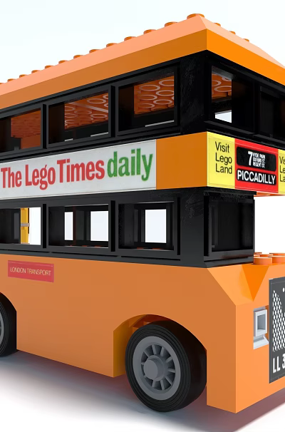 Orange Double Decker Bus Building Blocks Model With Windows And Signs 3d model Orange Double Decker Bus Building Blocks Model With Windows And Signs 3d model
