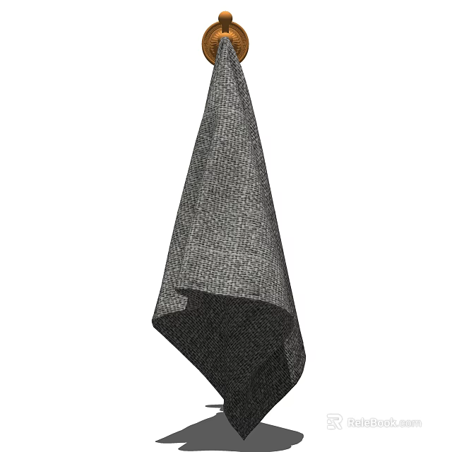 Gray Woven Towel Hanging With Soft Texture For Bathroom Use 3d model 