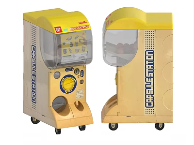 Yellow Commercial Coin Operated Capsule Toy Vending Machines with Transparent 3d model