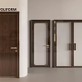 POLIFORM Modern Interior Double Doors With Wooden Frame And Glass Panel Design
