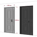 Modern Two Part Double Door Interior With 1180mm Width And 2100mm Height 3d model