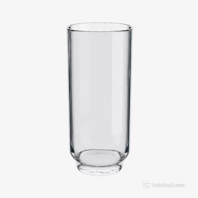 Tall Transparent Cylindrical Glass Cup With Stable Base For Daily Use 3d model 