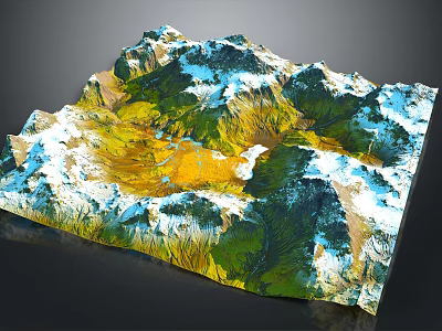 Natural Garden Landscape Model With Mountainous Terrain And Lush Green Vegetation Areas 3d model