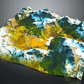 Natural Garden Landscape Model With Mountainous Terrain And Lush Green Vegetation Areas