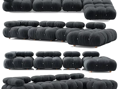 Modern Plush Multi-Seater Sectional Sofa With Soft Velvet Upholstery And Modular Design 3d model