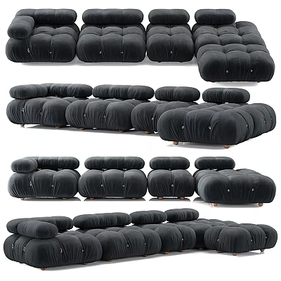 Modern Plush Multi-Seater Sectional Sofa With Soft Velvet Upholstery And Modular Design 3d model