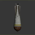 Rusted Vintage Orange Silver Military Bomb With Yellow Stripe And Tail Fins