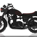 Black Classic Motorcycle With Red Seat Number 87 And Stylish Body Design