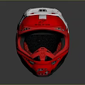 Red And White Motocross Helmet With Ventilation Holes And Safety Features