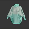 Stylish Red And Gray Turtleneck Poncho With Loose Sleeves And Knit Fabric