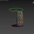 Modern Elegant Black Round Top Side Table With Gold Patterned Cylindrical Base