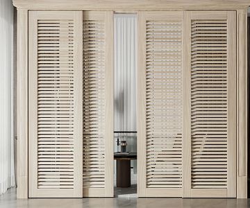 Modern sliding door solid wood shutter sliding door 3d model