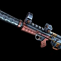 Futuristic Sci Fi Weapon With Copper And Black Metal Components And Circular Holes
