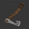 Traditional Axe Weapon With Wooden Handle And Sharp Metal Blade