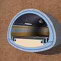 Concrete Underground Road Tunnel Infrastructure With Yellow Stripes And Ceiling Lights