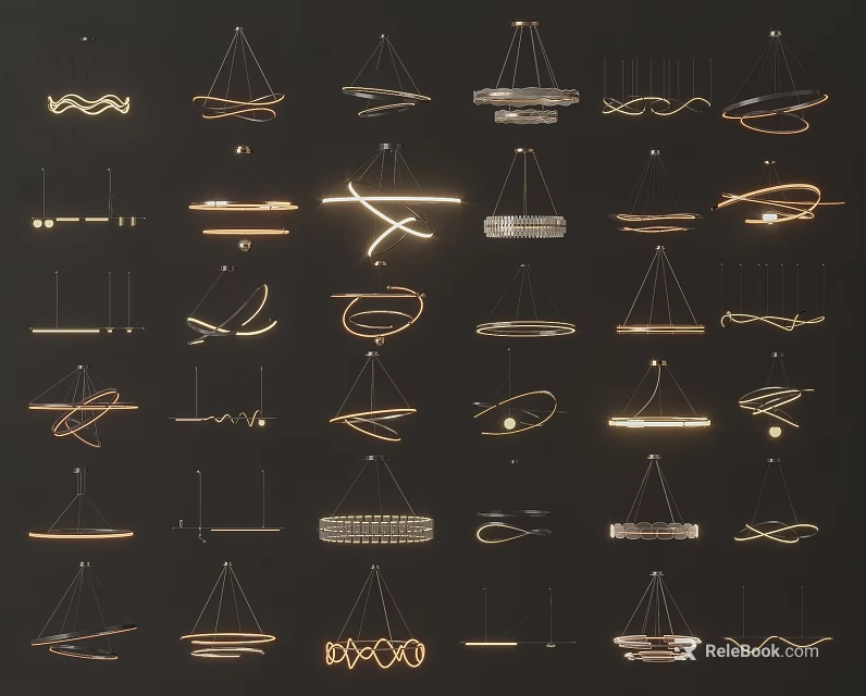 Various Modern Chandelier Designs with Stylish Shapes for Interior Decoration Ideas 3d model 