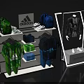 Adidas Sports Fashion Clothes Display Featuring Green Blue Apparel And Black Jacket