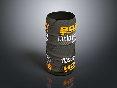 Black And Orange Neck Gaiter With BOY Ciclo UGG HS Printed Pattern Design 3d model