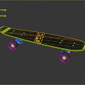 Black And Yellow Striped Skateboard With Green Wheels And ZED Logo