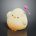 Adorable White Round Chick Doll with Pink Heart and Colorful Stars
