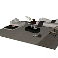 Modern Sofa Coffee Table Combination For Living Room With Minimalist Design And Decorative Elements 3d model