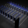 Event Passage Displaying Years Decorated With Blue Lines Multiple Door Frames And Screen