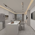 Modern Living Dining Room With Minimalist Gray Sofa Brown Armchair Round Coffee Table And Rug