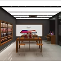 Digital Store Interior With Apple Products Display Tables And Electronic Gadgets Shelves