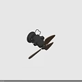 Wall Mounted Electric Fan with Wooden Blades and Black Metal Body Design