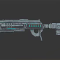 Futuristic Sci Fi Weapon With Metallic Design And Blue Glowing Accents