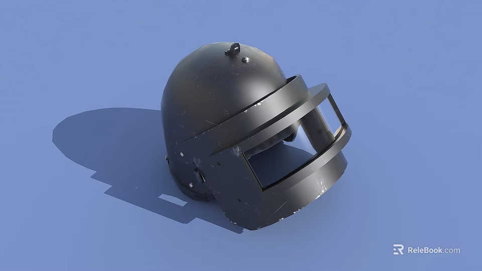 Black Tactical Helmet With Face Shield Rivet Details And Worn Surface Texture 3d model