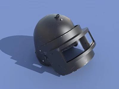 Black Tactical Helmet With Face Shield Rivet Details And Worn Surface Texture 3d model