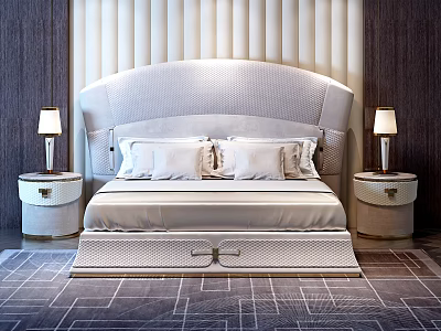 Modern Background Double Bed Double Bed Combination 3d model