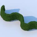 Neatly Trimmed Green Wavy Hedge In Outdoor Garden Landscape Design