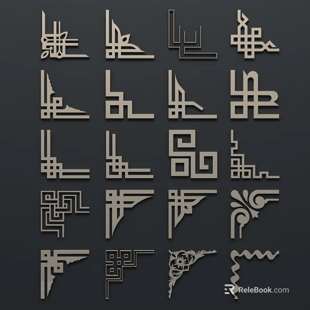Decorative Carvings Featuring Various Intricate Traditional And Geometric Designs For Decoration 3d model 