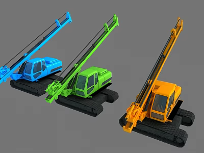 Heavy Duty Tracked Utility Vehicles with Boom Arm in Blue Green Orange 3d model