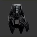 Futuristic Mechanical Weapon With Red And Black Metallic Structure And Ergonomic Grip