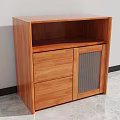 Wooden Sideboard With Drawers And Glass Door For Dining Storage